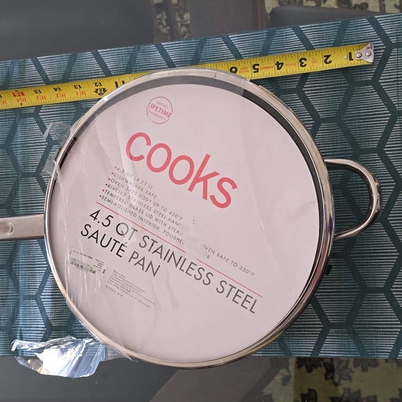 COOKS BRAND 4.5 QUART STAINLESS STEEL SAUTÉ PAN WITH LID - Picture 10 of 13